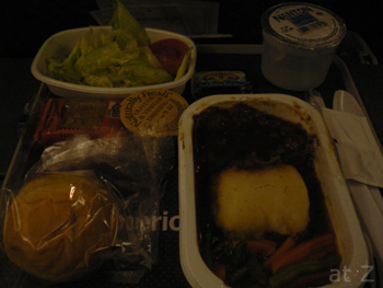アメリカン航空のDFW-ブエノスアイレス線の機内食夕食
